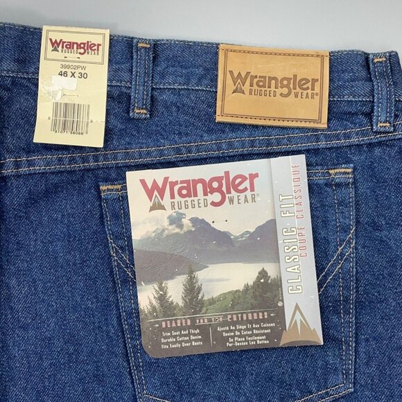 Wrangler Rugged Wear Classic Fit Bootcut Denim Dark Blue Mens 46x30 New - Picture 8 of 12